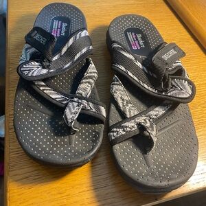 Skechers Black and White Strappy Sandals